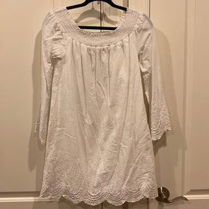 Tea and cup white off shoulder dress